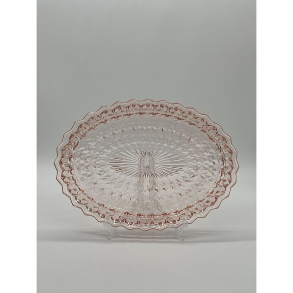 Jeanette Glass Co. Other - Vintage Pink Depression Glass Jeanette Glass Co. "Buttons & Bows" 11.5" Oval Se